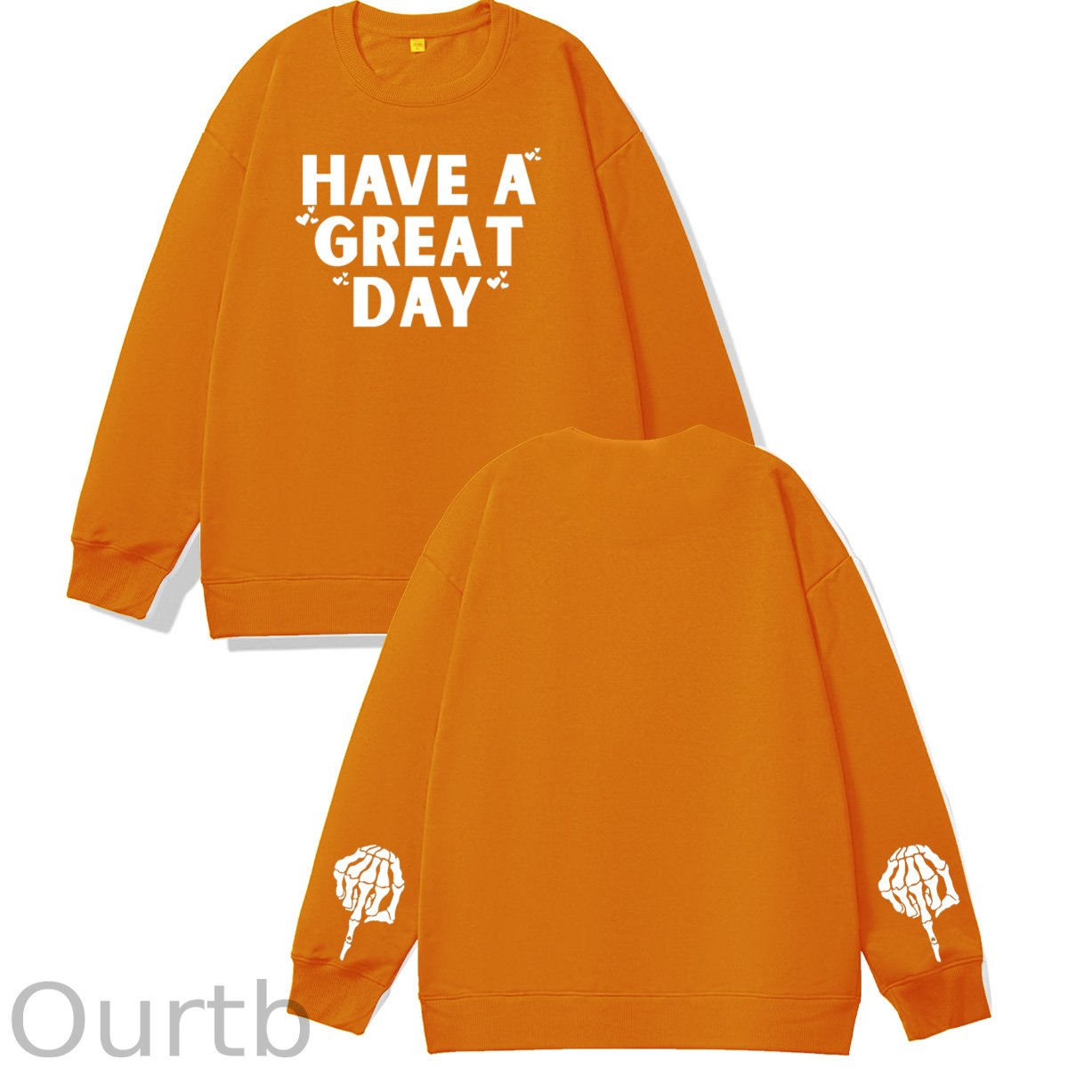 Have A Great Day Skull Pattern 100% 300g CottonCrew Neck Sweatshirt
