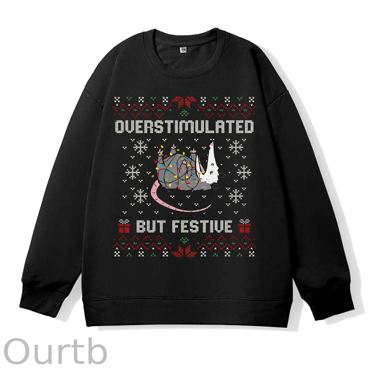 Christmas Overstimulated But Festive Ugly Holiday  Pattern 100% 300g CottonCrew Neck Sweatshirt
