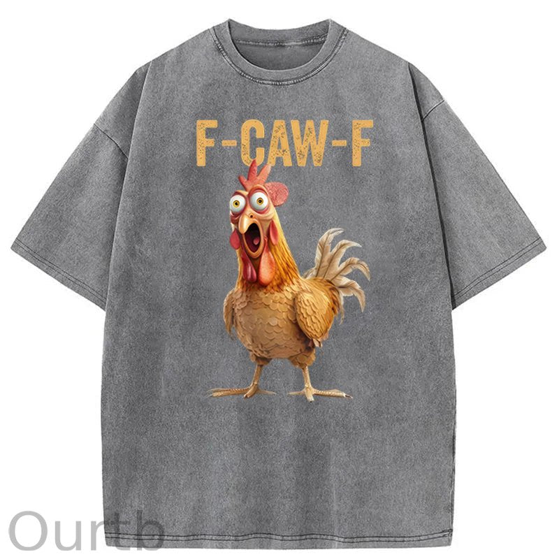 F-Caw-F Chicken Washed Cotton T-Shirt