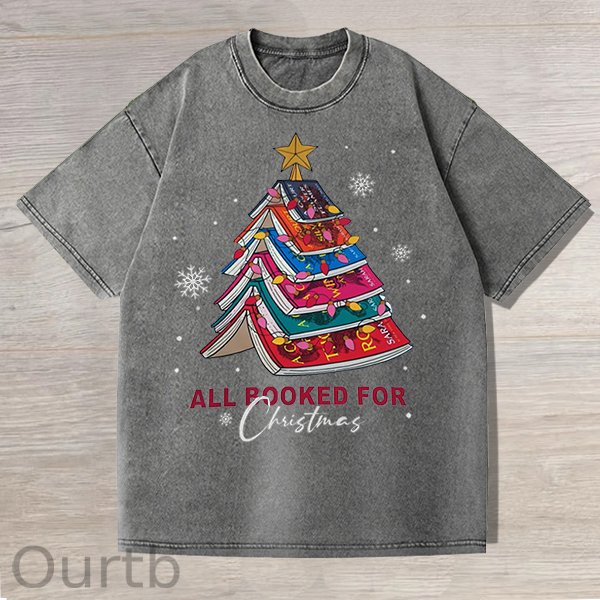 Christmas Tree Print Unisex Oversized Washed  T-Shirt