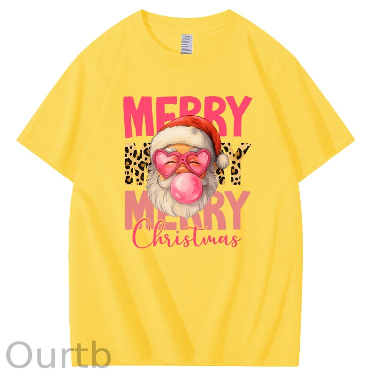 Mery Mery Mery Christmas  Santa Claus Pattern100% Cotton T-Shirt