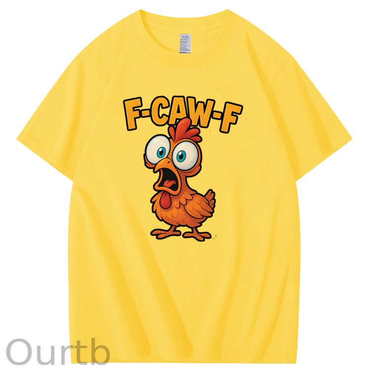 F-Caw-F Shock Chicken Pattern100% Cotton T-Shirt