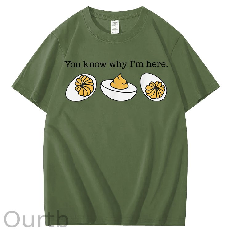 Retro Thanksgiving Dinner You Know Why I'm Here Deviled Egg 100% Cotton T-Shirt