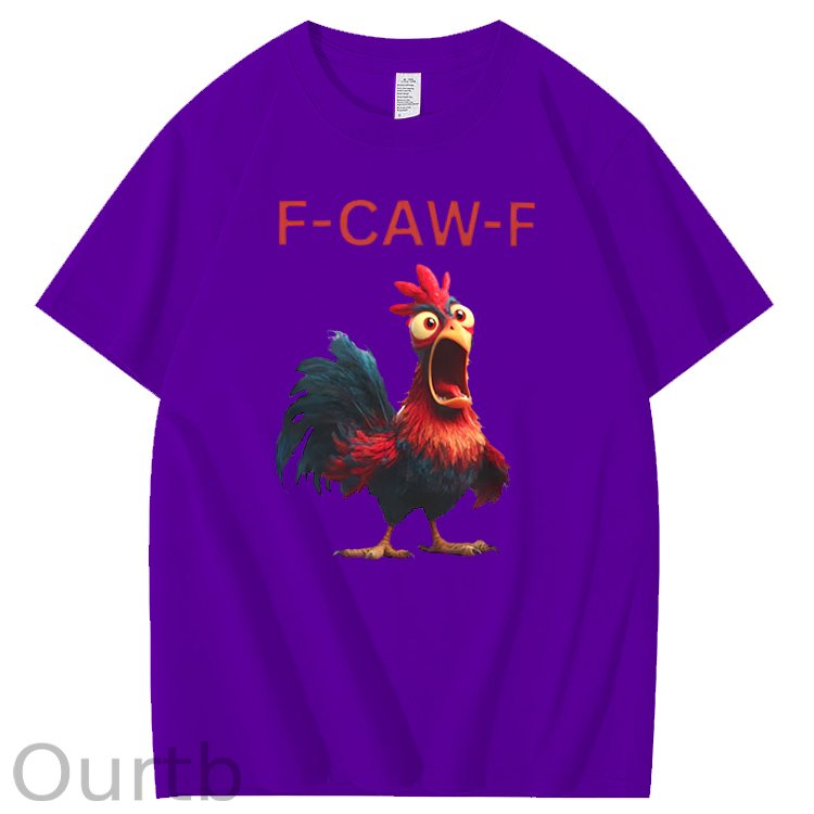 F-Caw-F  Shock Chicken Pattern100% Cotton T-Shirt