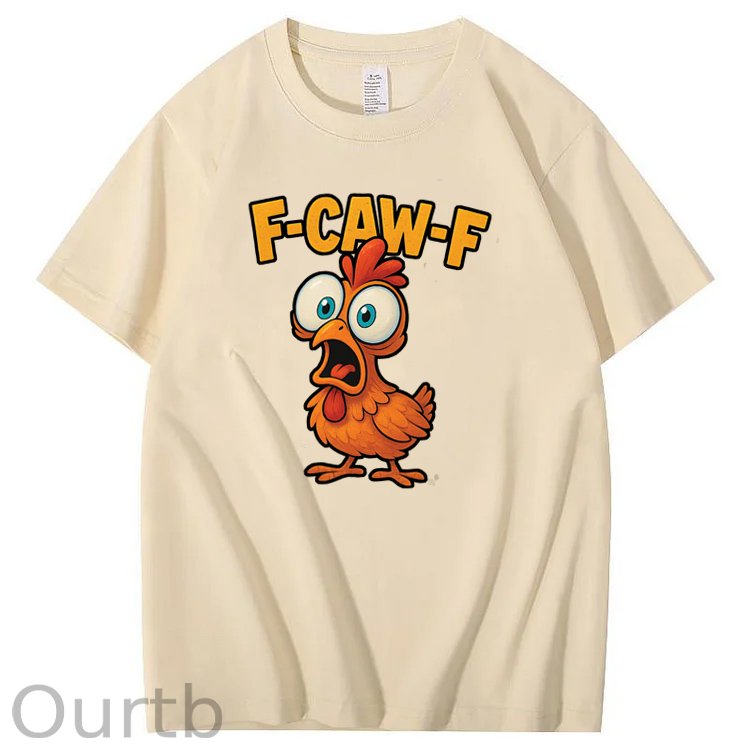 F-Caw-F Shock Chicken Pattern100% Cotton T-Shirt