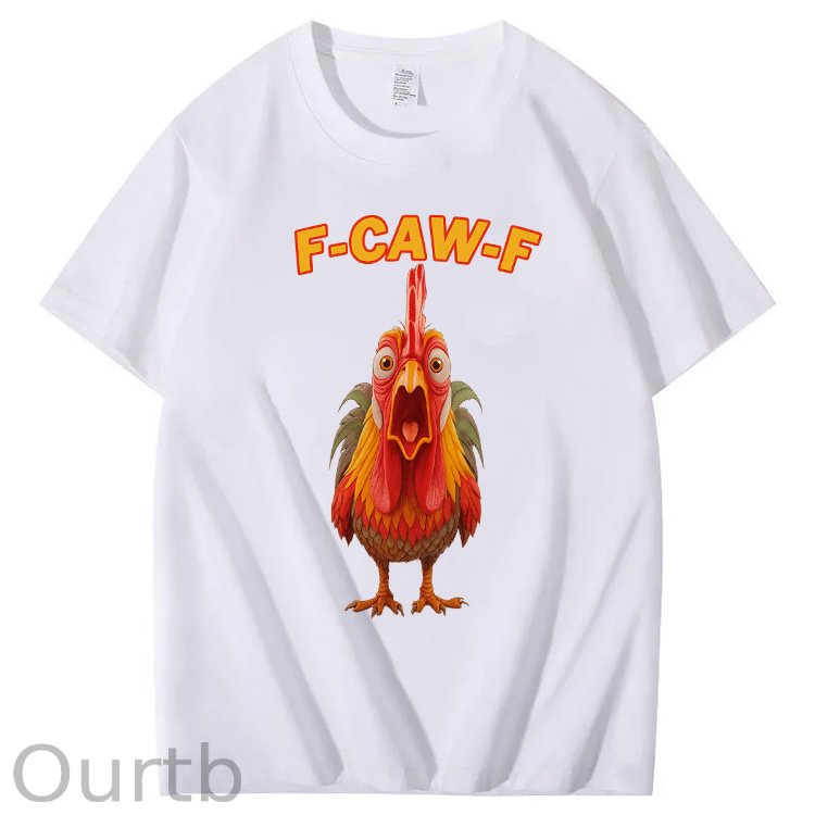 F-Caw-F Shocked Mouth Chicken Pattern100% Cotton T-Shirt