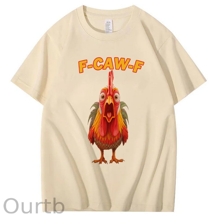 F-Caw-F Shocked Mouth Chicken Pattern100% Cotton T-Shirt