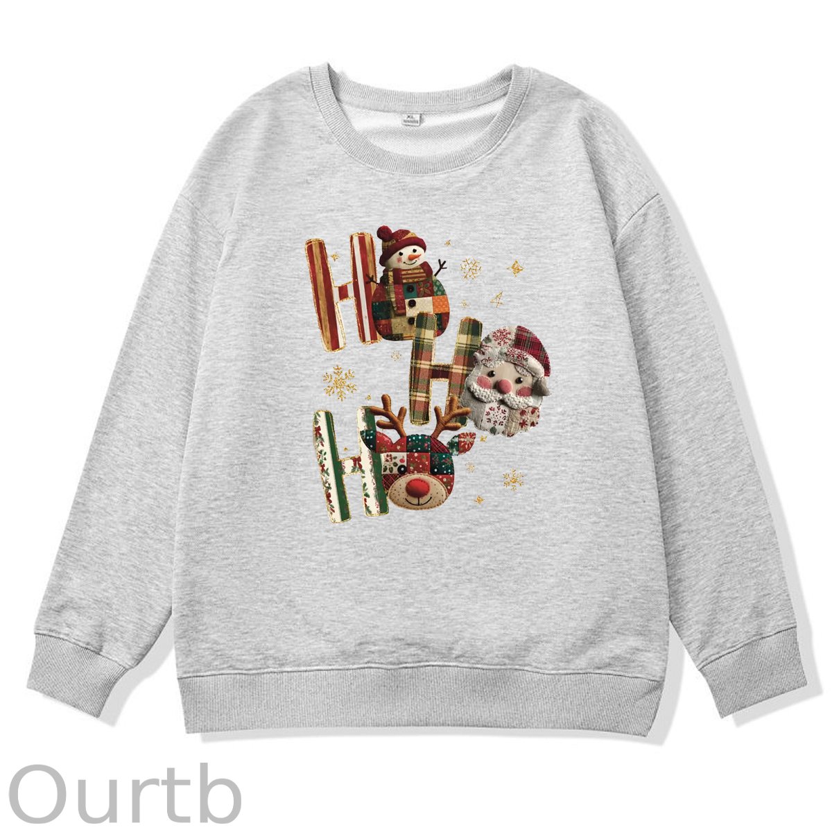 Christmas Ho Ho Ho  Pattern 100% 300g CottonCrew Neck Sweatshirt