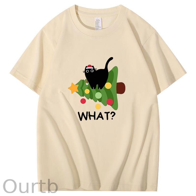 Black cat Christmas Tree T-Shirt