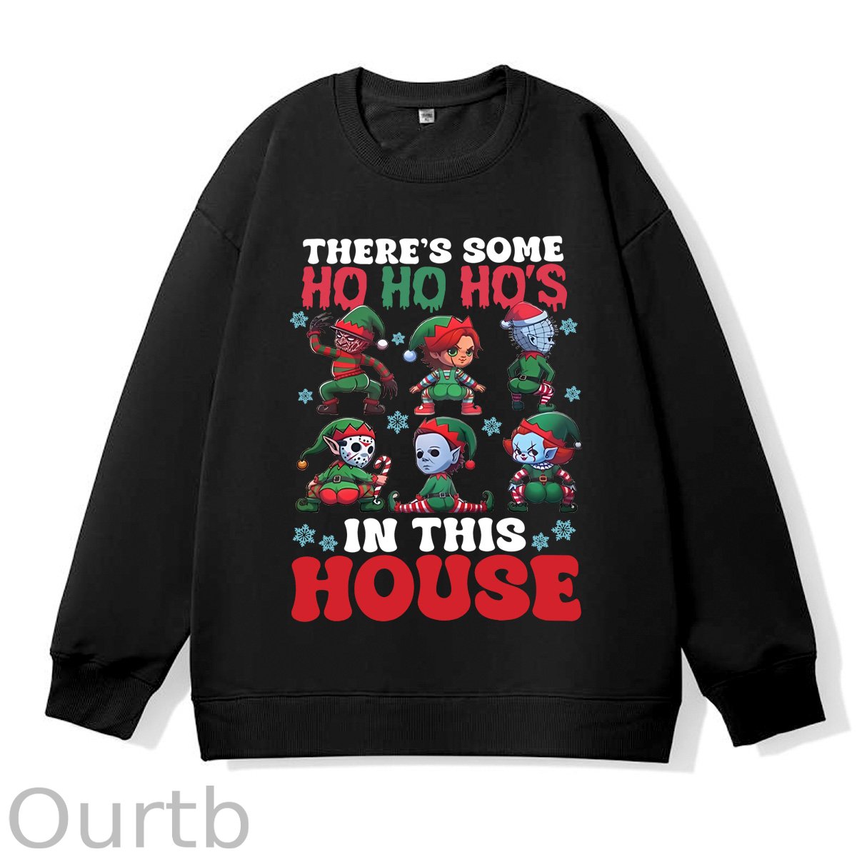 Christmas Ho Ho Ho‘s  Pattern 100% 300g CottonCrew Neck Sweatshirt