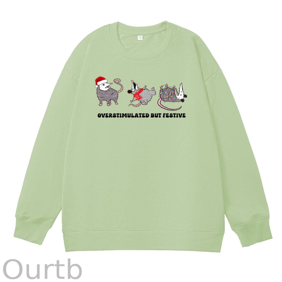 Christmas Overstimulated Festive Pattern 100% 300g CottonCrew Neck Sweatshirt