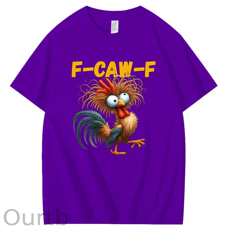 F-Caw-F Crazy Cross-Eyes Chicken Pattern100% Cotton T-Shirt