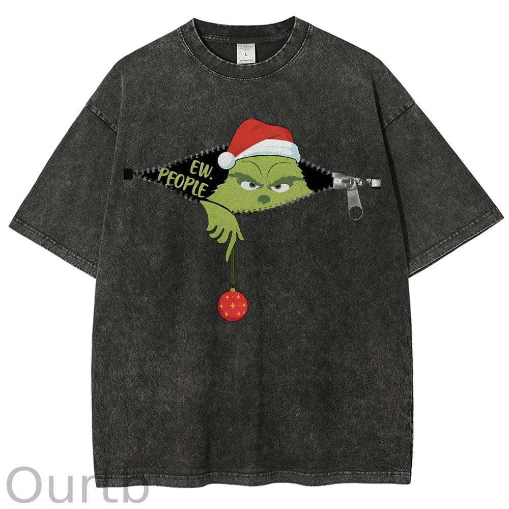 Unisex Christmas EW People Printed Washed Tee