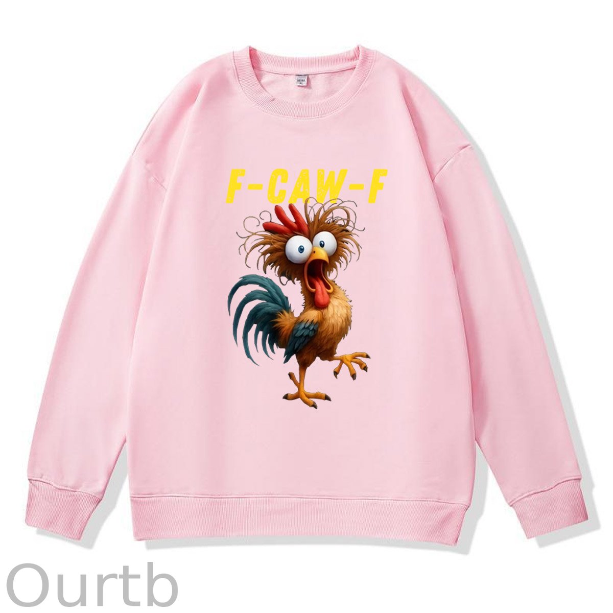 F-Caw-F Crazy Chicken Pattern 100% 300g CottonCrew Neck Sweatshirt