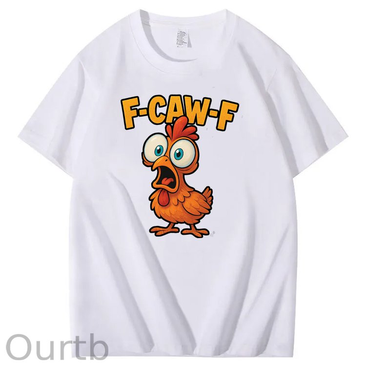 F-Caw-F Shock Chicken Pattern100% Cotton T-Shirt