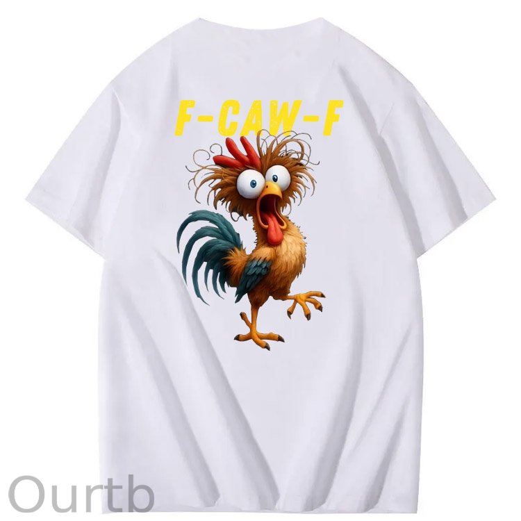 F-Caw-F Crazy Funny Chicken Pattern100% Cotton T-Shirt