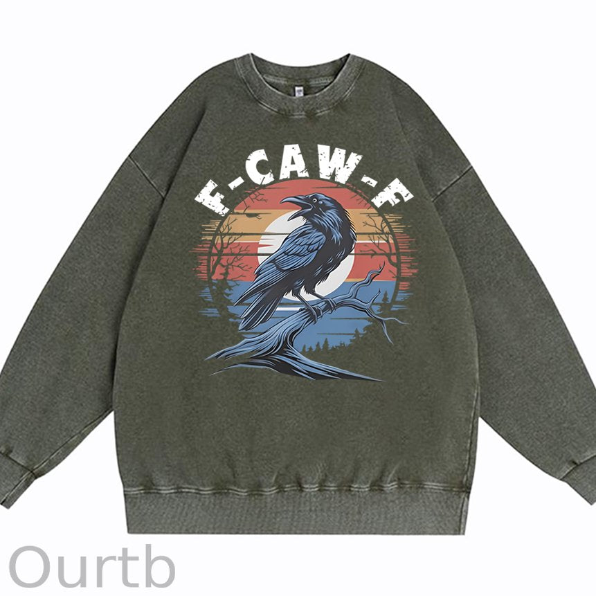 F-Caw-F Crow Cotton Washed Long Sleeve Sweatshirt/Shirt