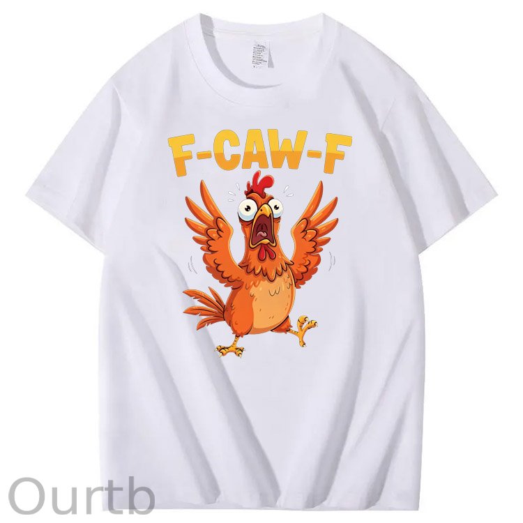 F-Caw-F Crazy Jumped Chicken Pattern100% Cotton T-Shirt