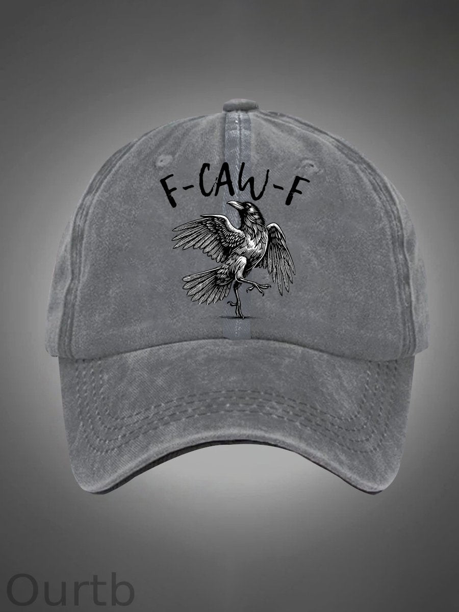 F-Caw-F Crow Pattern Washed Hats