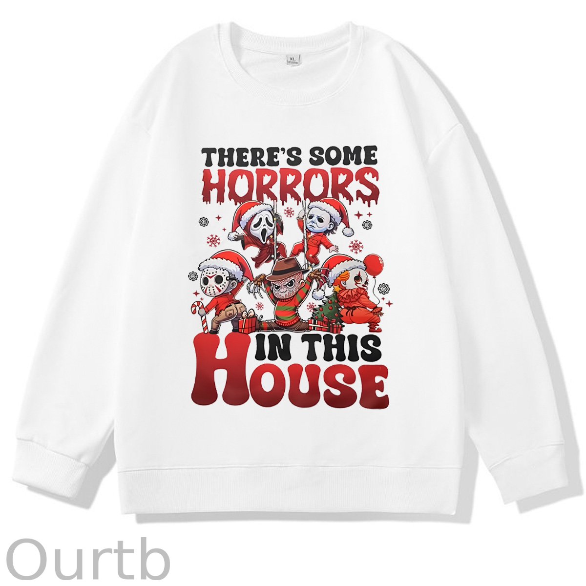 Christmas Ho Ho Ho‘s  Pattern 100% 300g CottonCrew Neck Sweatshirt
