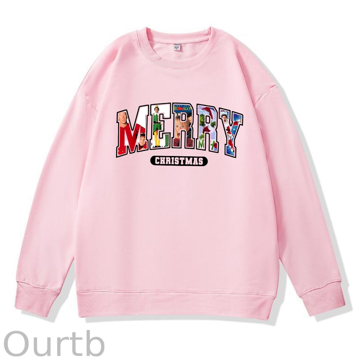 Merry Christmas Pattern 100% 300g CottonCrew Neck Sweatshirt