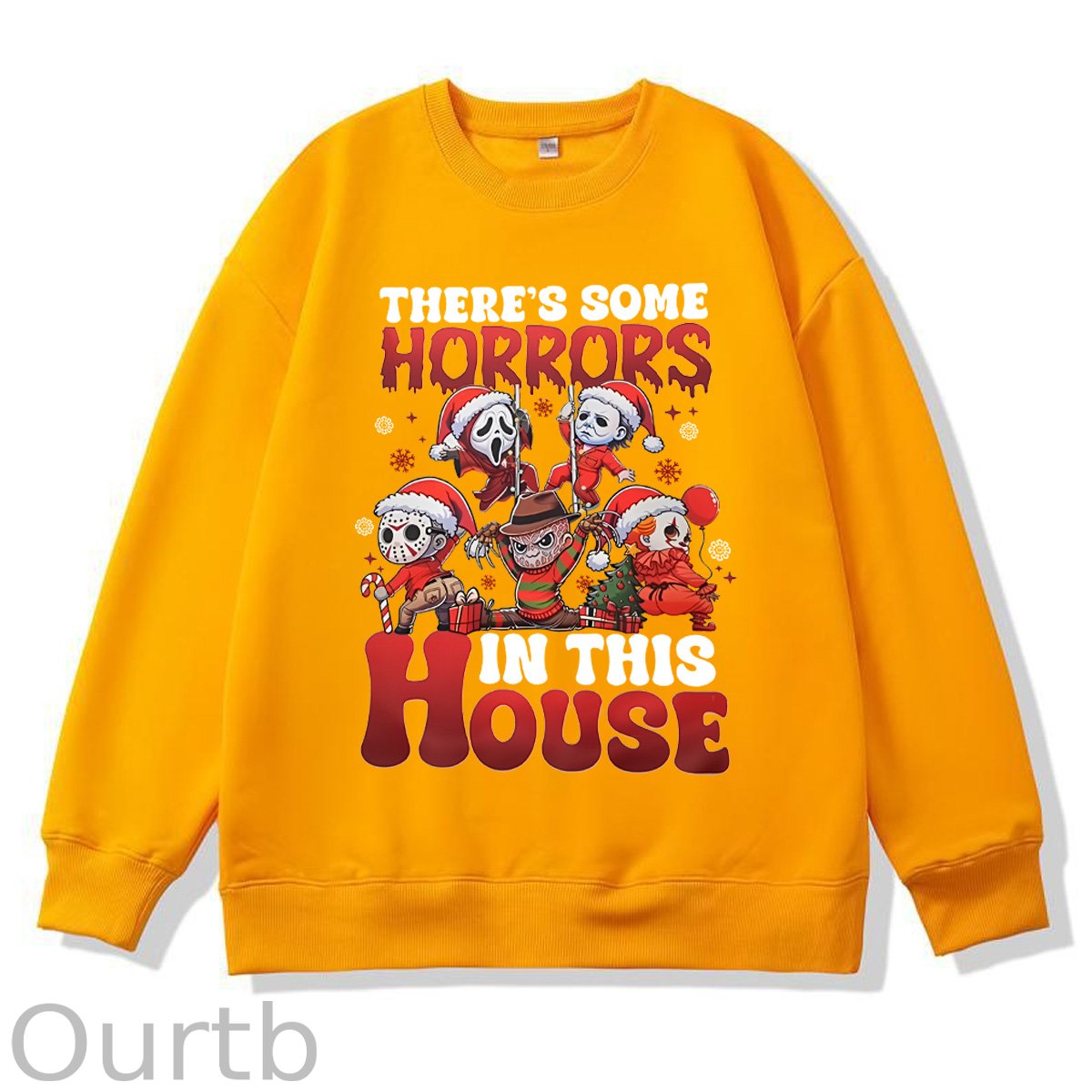 Christmas Horrors  Pattern 100% 300g Cotton Crew Neck Sweatshirt
