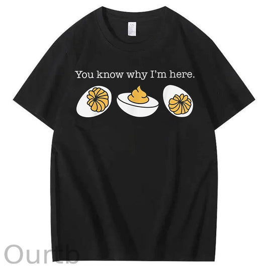 Retro Thanksgiving Dinner You Know Why I'm Here Deviled Egg 100% Cotton T-Shirt