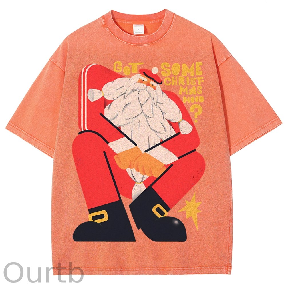 Got Some Christmas Mood Santa Unisex Printed Washed Tee