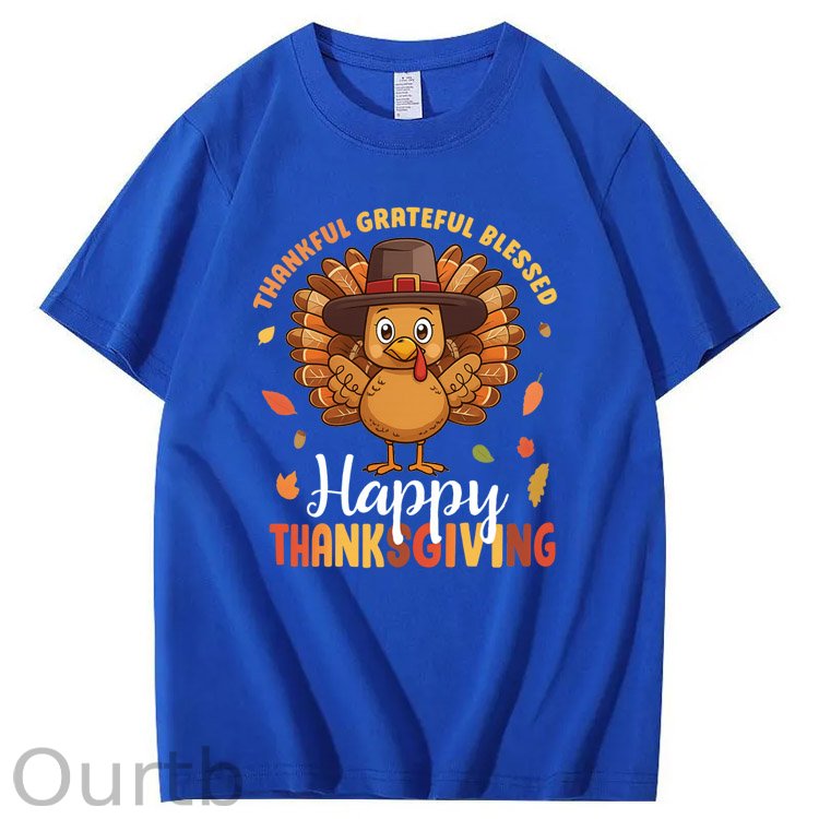 Happy Thanksgiving Pattern100% Cotton T-Shirt