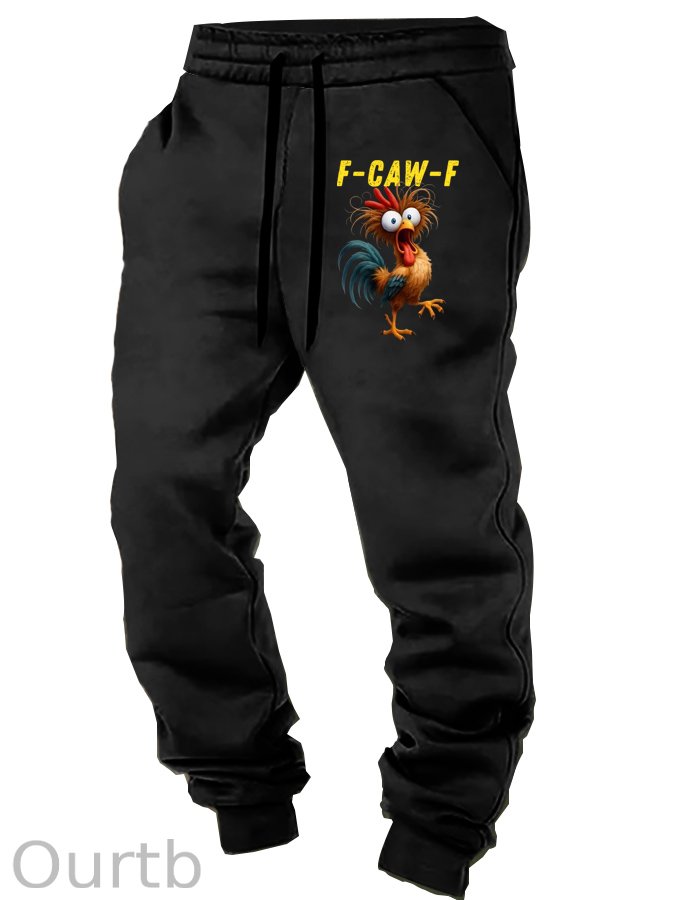 F-Caw-F Crazy Chicken Pattern Print Casual  Casual Sweatpants