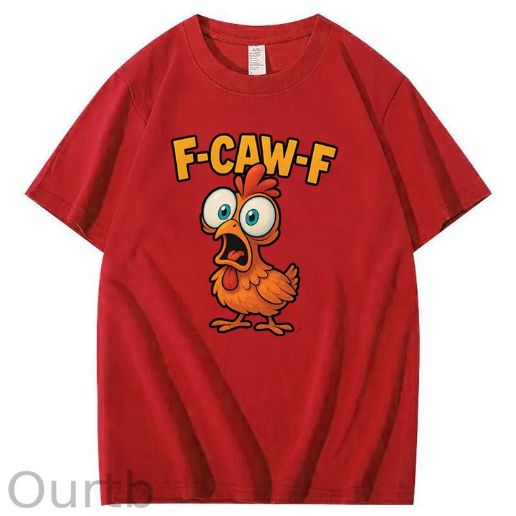 F-Caw-F Shock Chicken Pattern100% Cotton T-Shirt
