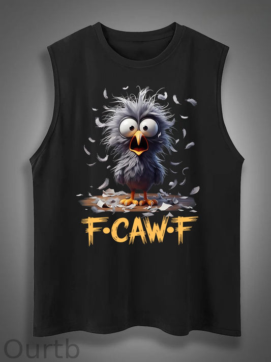 Funny F-Caw-F Chicken Print Cotton Sleeveless Tank Tops