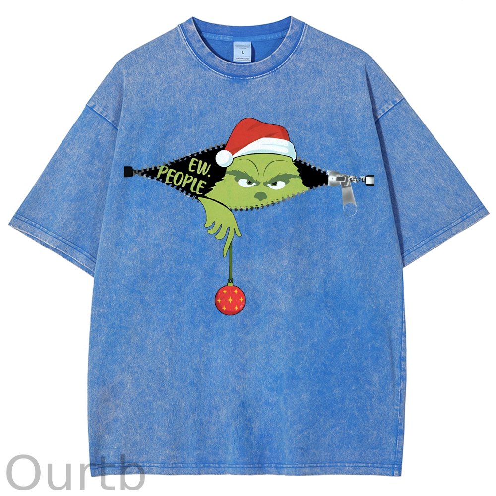 Unisex Christmas EW People Printed Washed Tee
