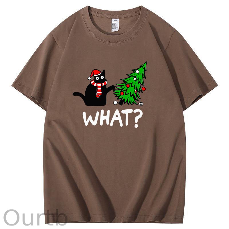 Black Cat What Christmas T-Shirt