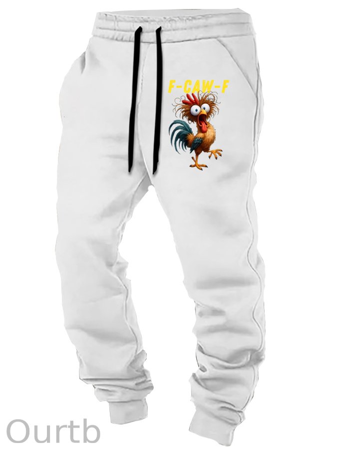 F-Caw-F Crazy Chicken Pattern Print Casual  Casual Sweatpants