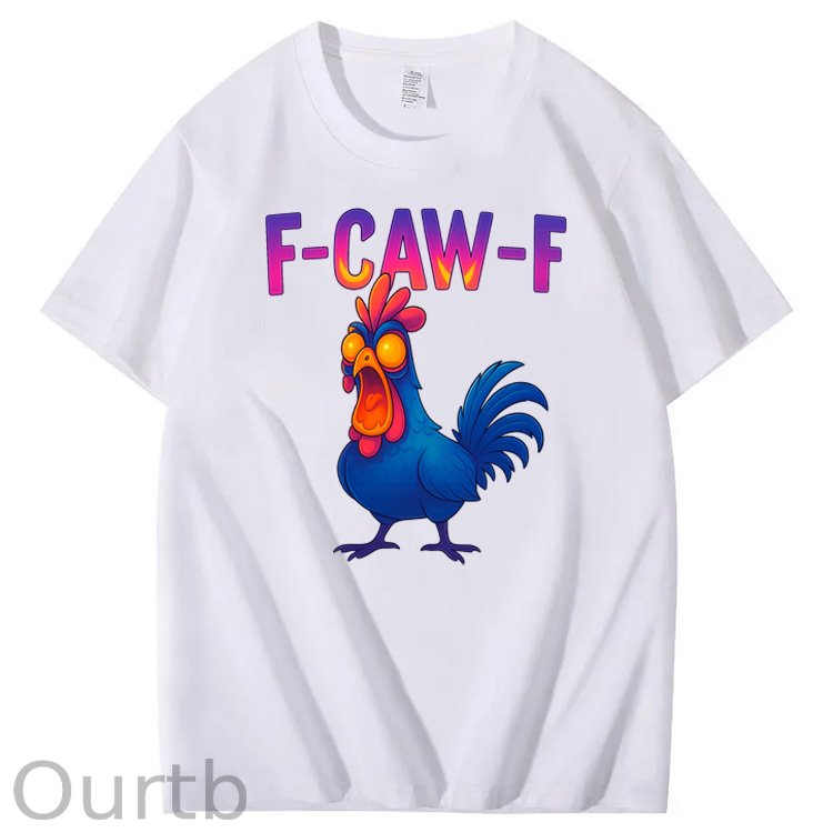 F-Caw-F Color Gradient Chicken Pattern100% Cotton T-Shirt