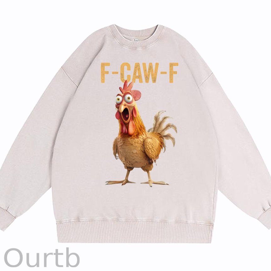 F-Caw-F Chicken Cotton Washed Long Sleeve Sweatshirt/Shirt