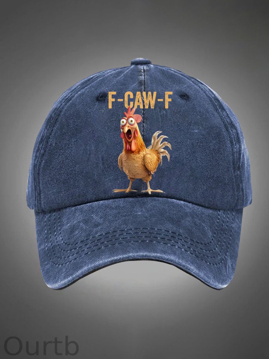 F-Caw-F Chicken Pattern Washed Hats