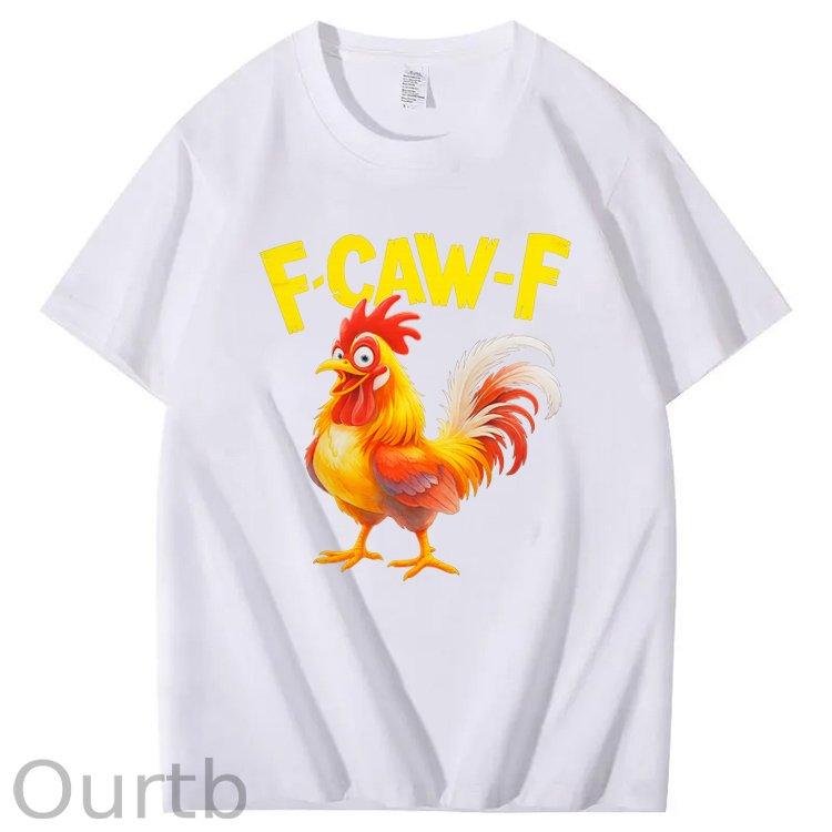 F-Caw-F  Happy Chicken Pattern100% Cotton T-Shirt