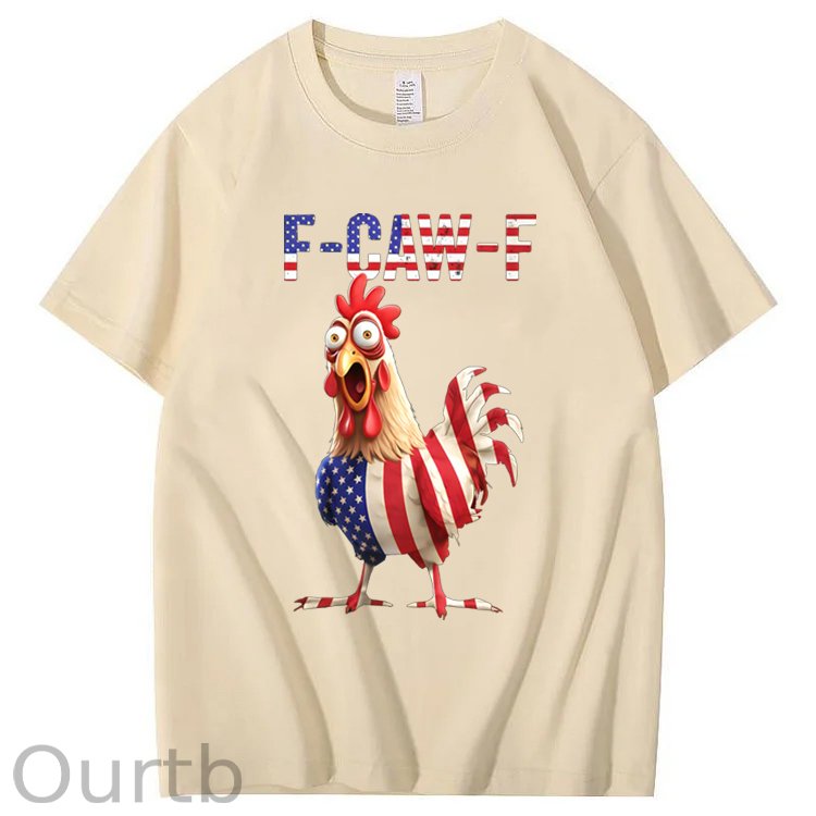 F-Caw-F America Flag Chicken  Pattern100% Cotton T-Shirt