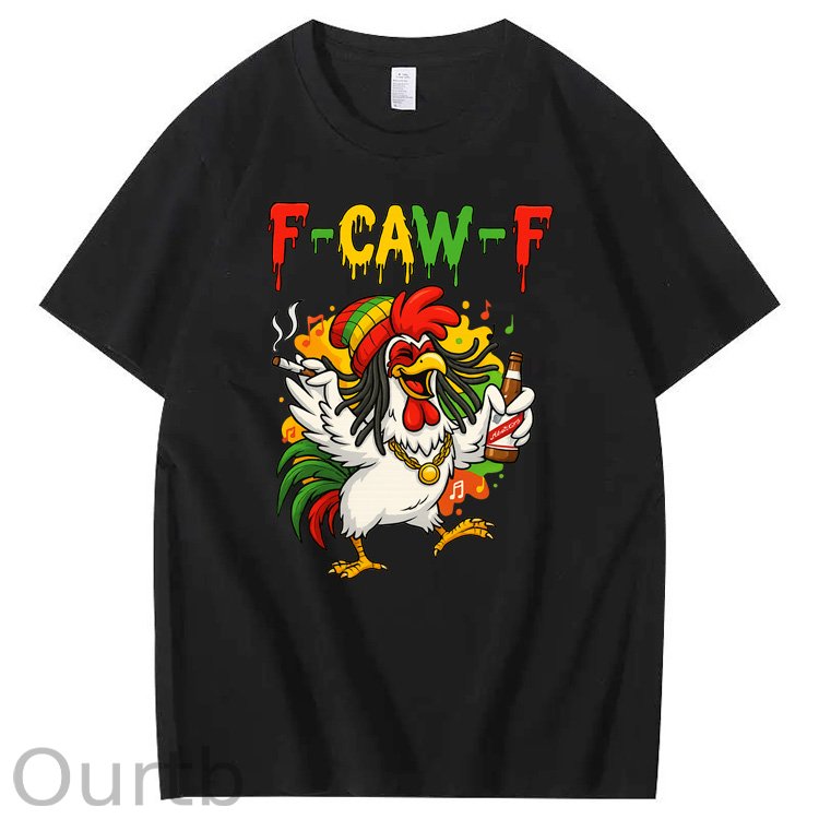F-Caw-F What Beer Chicken Pattern100% Cotton T-Shirt