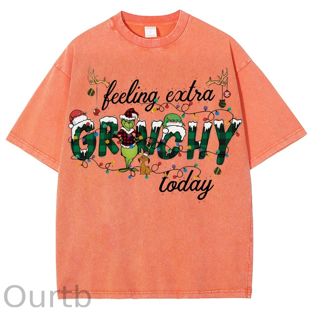 Unisex Christmas Printed Washed Tee