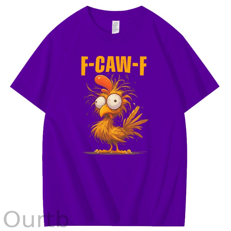 F-Caw-F Crazy Chicken Pattern100% Cotton T-Shirt