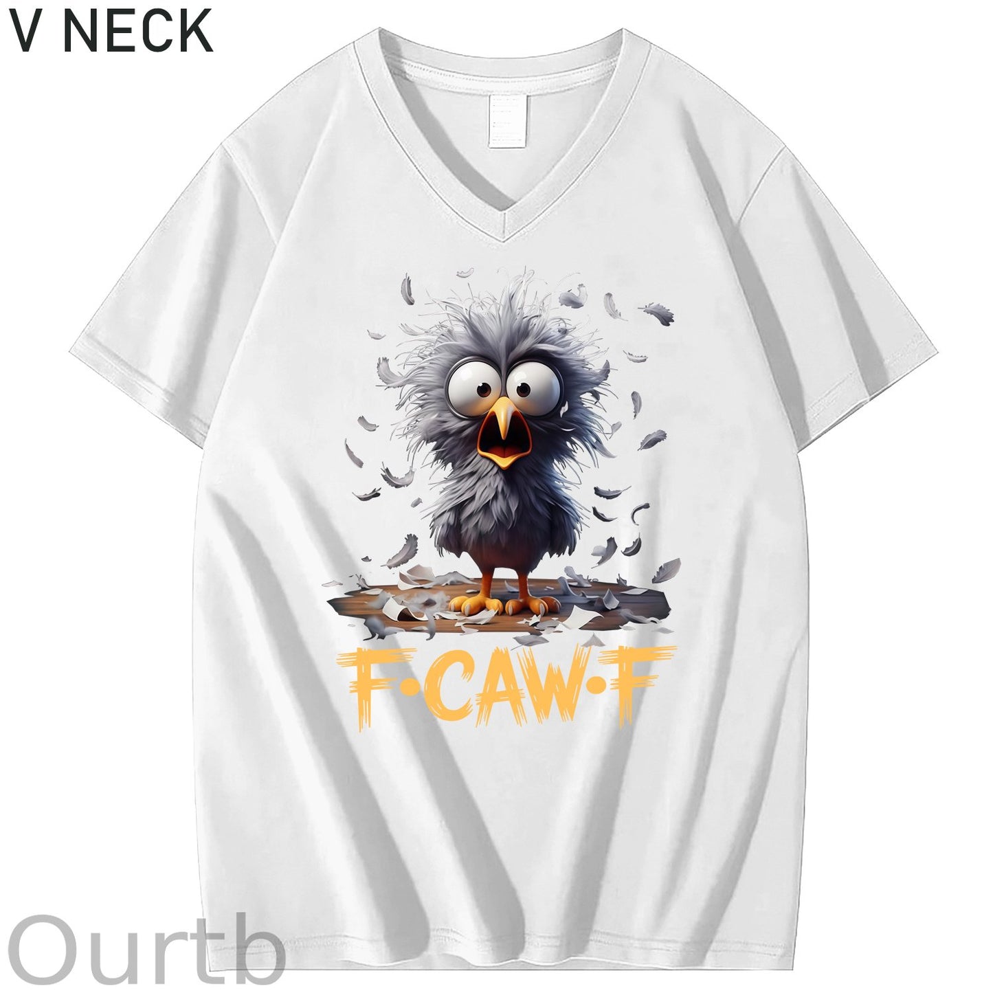 Funny F-Caw-F Chicken 100% Cotton V Neck T-Shirt