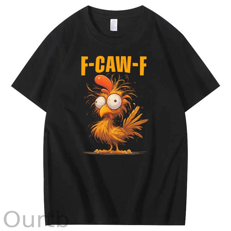 F-Caw-F Crazy Chicken Pattern100% Cotton T-Shirt