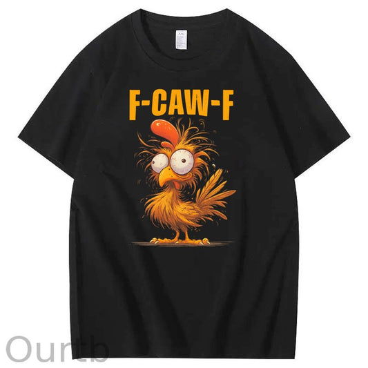 F-Caw-F Crazy Chicken Pattern100% Cotton T-Shirt