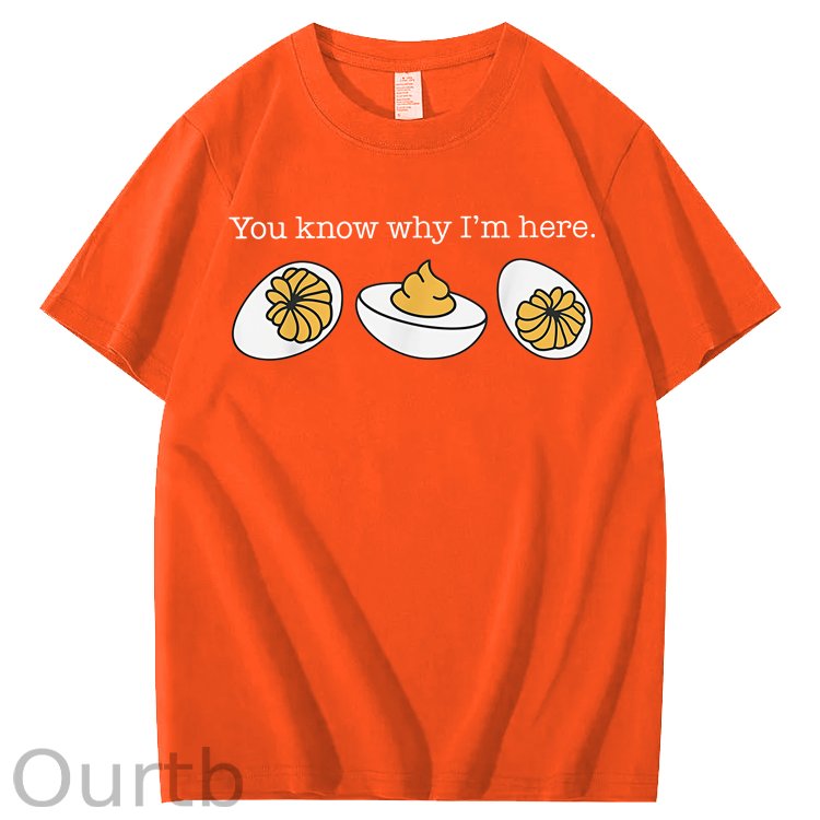 Retro Thanksgiving Dinner You Know Why I'm Here Deviled Egg 100% Cotton T-Shirt