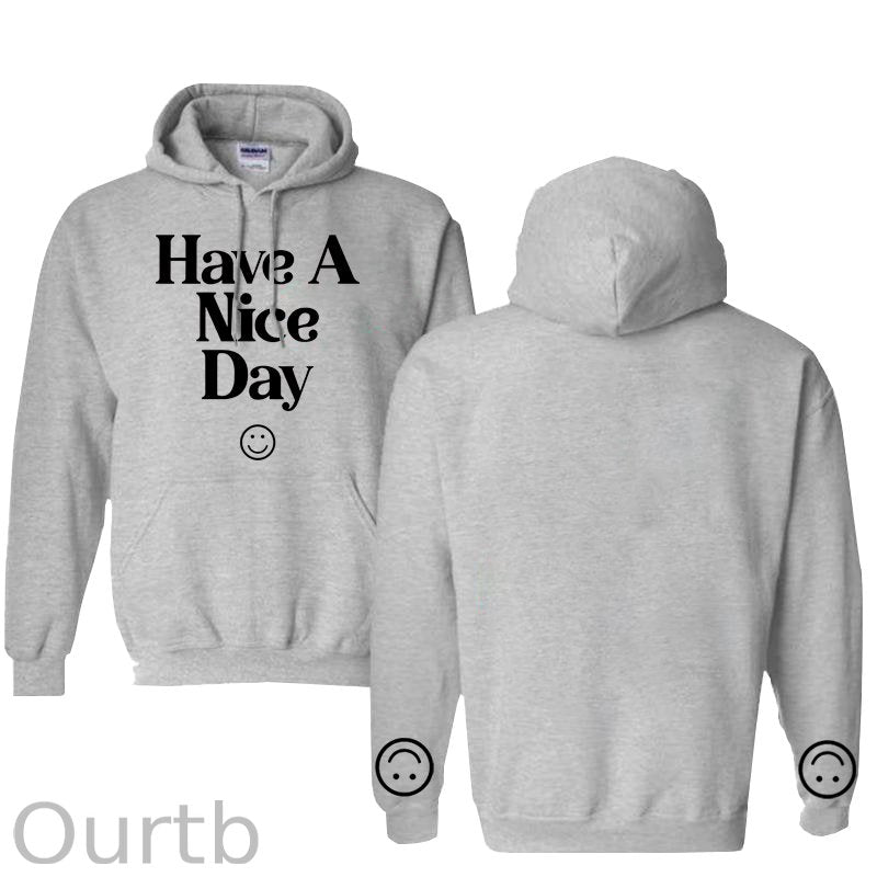 Have A Nice Day Smile  Pattern 100% 300g Cotton Classic Hoodie
