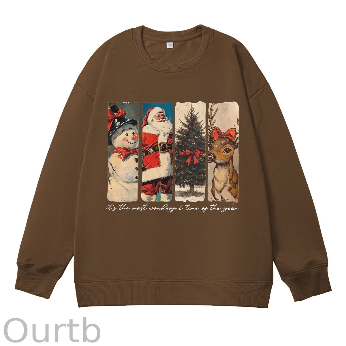 It's The Most Wonderful Time Of The Year Pattern 100% 300g CottonCrew Neck Sweatshirt