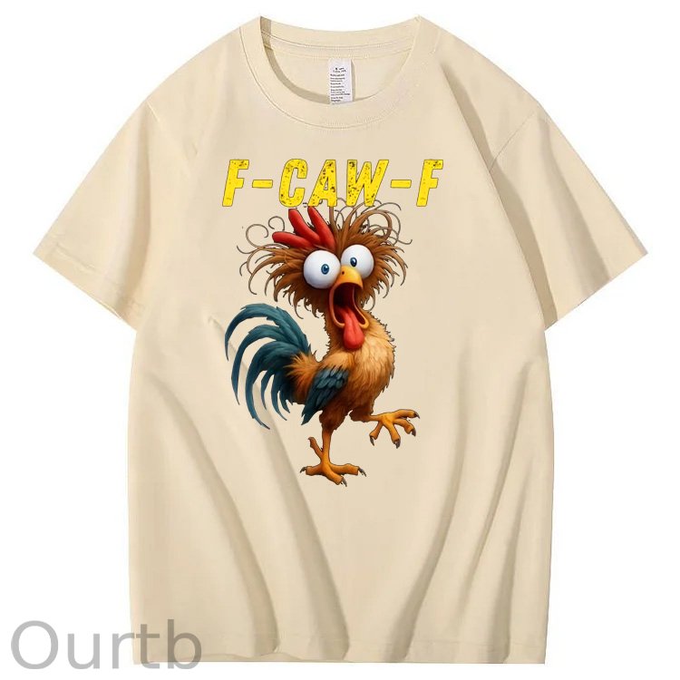 F-Caw-F Crazy Chicken Pattern100% Cotton T-Shirt